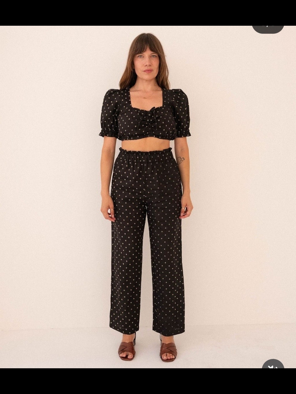 Polka Dot linen set - crop top - leisure pants - Jem Los Angeles / Lykke Wullf